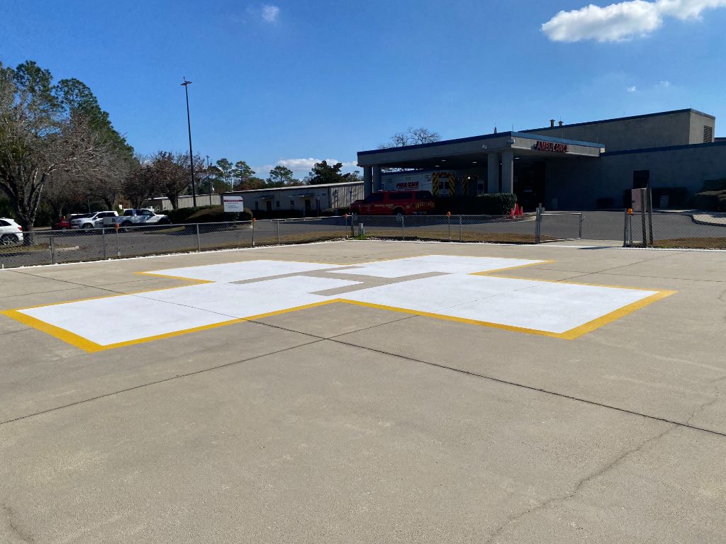 Clean and Paint Life Flight Heli-Pad at Hospital in Palatka, FL